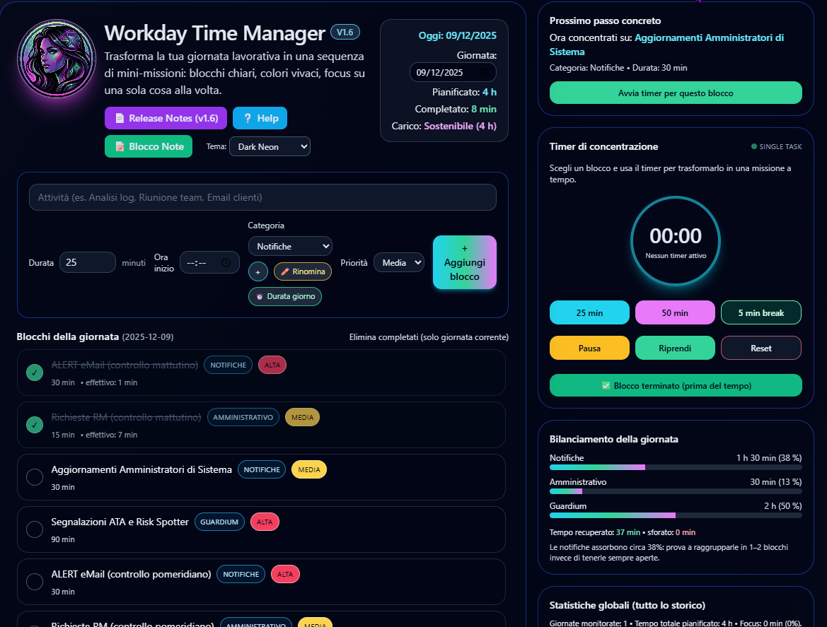 Screenshot Workday Time Manager
